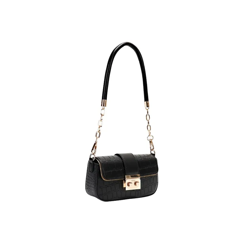 SURELAPTOP PU Chain Bag, Small Square Bag, Shoulder Bag Trumpets Women's Black/Ecru/Pink-1