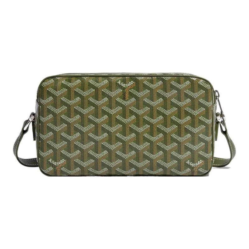 GOYARD Cap Vert Canvas With Leather Messenger Bag Camera Bag Shoulder Bag, Crossbody Bag Trumpets Unisex Green/Khaki-2