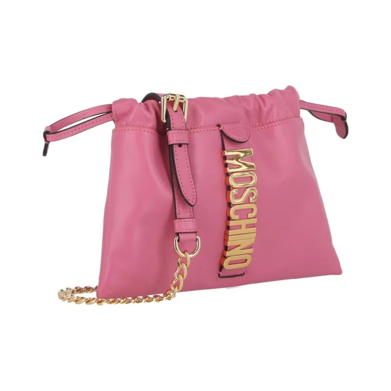 MOSCHINO Leather Clutches Crossbody Bag Shoulder Bag Women's Pink-1