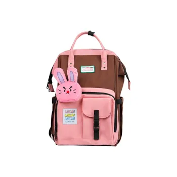 LOLA DESIGN Polyester Clip-on Backpack Women's Red Brown/Turquoise