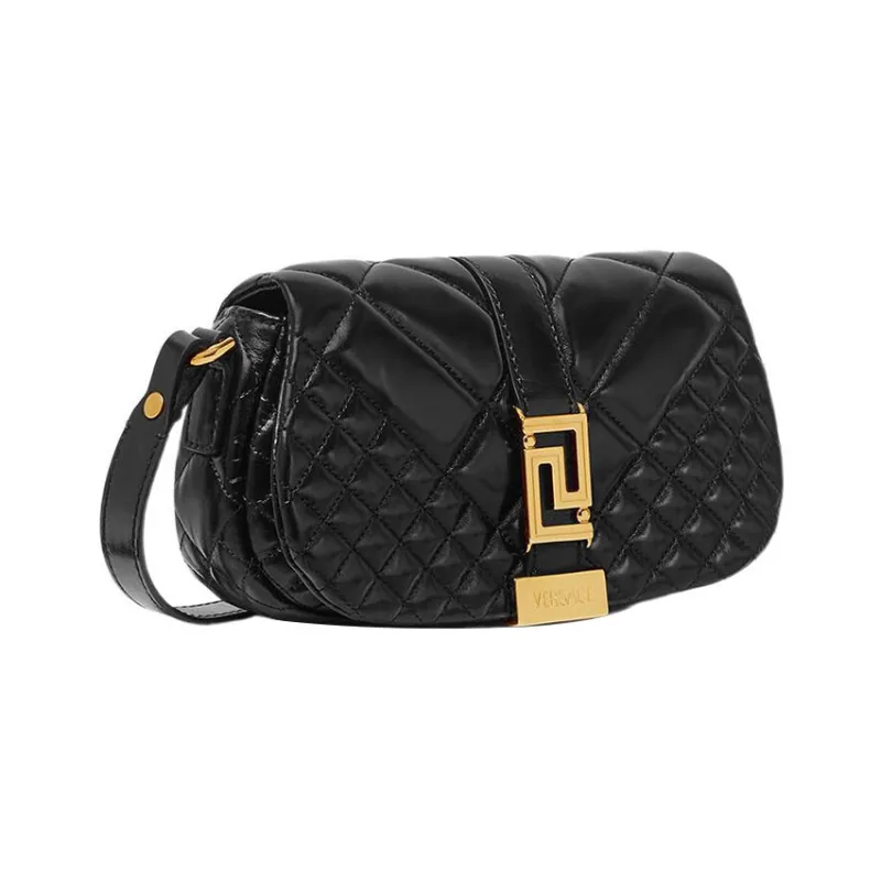 VERSACE Greca Goddess Cow Leather Shoulder Bag, Crossbody Bag Mini Women's Black-1
