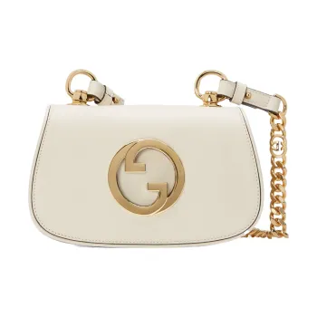 GUCCI Blondie Leather Shoulder Bag Crossbody Bag Mini Women's White