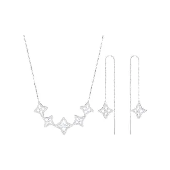 Swarovski Faux Crystal Necklaces Unisex Silver