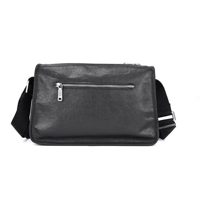 Hush Puppies Top Grain Cow Leather Shoulder Bag, Crossbody Bag Medium Size Men's Black-3