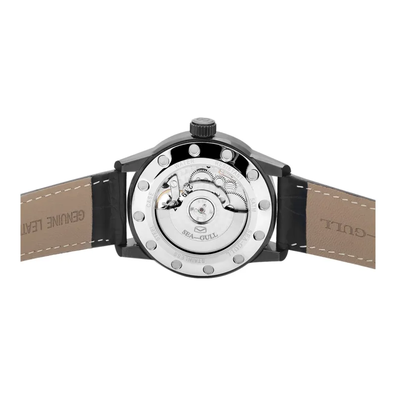 Sea Gull LE BRASSUS Automatic Mechanical Movement Watch Men's Watches Black Dial-5