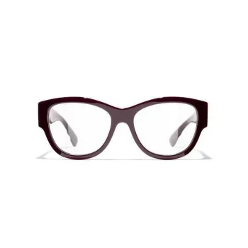 CHANEL Plate Frame Irregular Shape Eyeglass Frames Women's Red