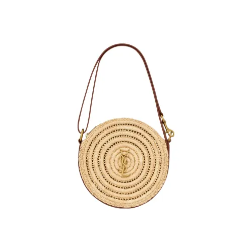 SAINT LAURENT Raffia Cow Leather Patchwork Shoulder Bag Crossbody Bag Handbag Women's Natural