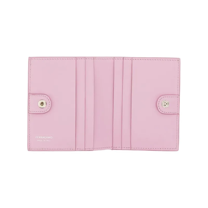 FERRAGAMO GANCINI Calfskin Wallet Women's Pink-4