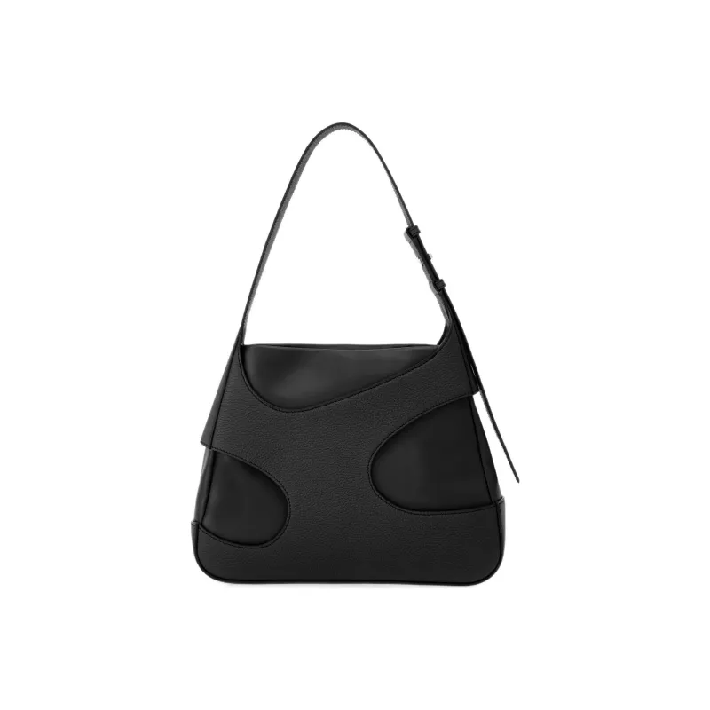 FERRAGAMO Hammered Texture Cow Leather Handbag, Shoulder Bag Women's Black-2