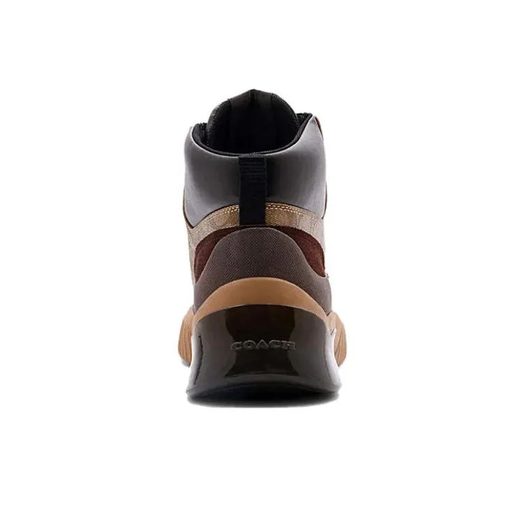 COACH Citysole High-Top Sports Casual Shoes Men's Brown Red-4