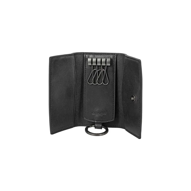COACH Key Case Leather Key Pouch Men's Black-4