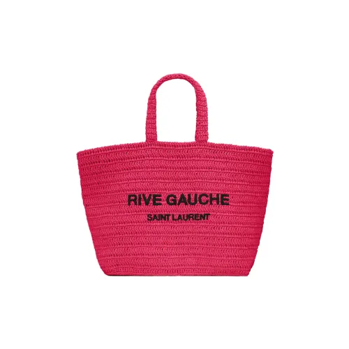 SAINT LAURENT Raffia Fiber Tote Bag Shopping Bag Handbag Women's Neon Pink