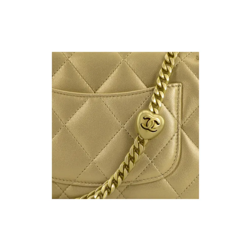 CHANEL Grain Embossed Cow Leather Flap Bag, Shoulder Bag, Crossbody Bag Medium Size Women's Gold-5