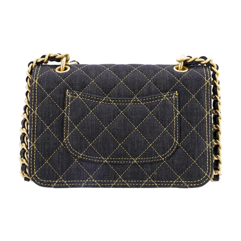 CHANEL Denim Messenger Bag, Handbag, Shoulder Bag Women's Black-3