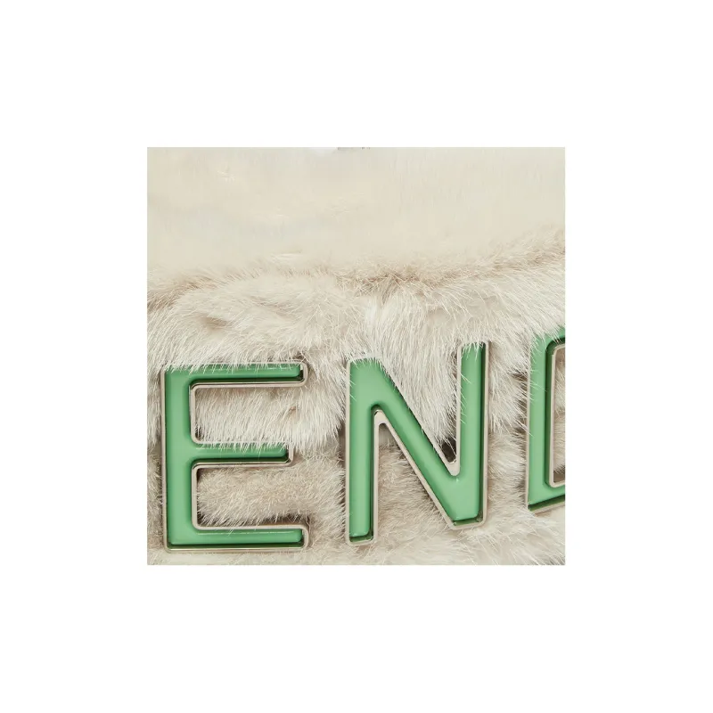 FENDI Fendigraphy Mink Fur Crescent Bag, Shoulder Bag, Handbag Trumpets Women's Beige-6