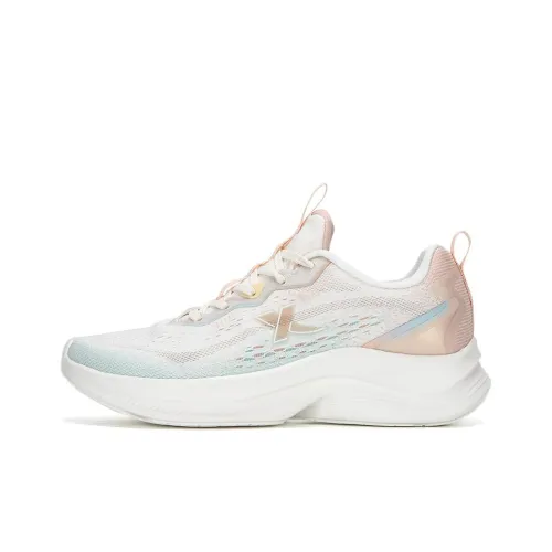 XTEP Wear Resistant Slip Resistant Lightweight Low Top Running Shoes Women's White Blue Pink