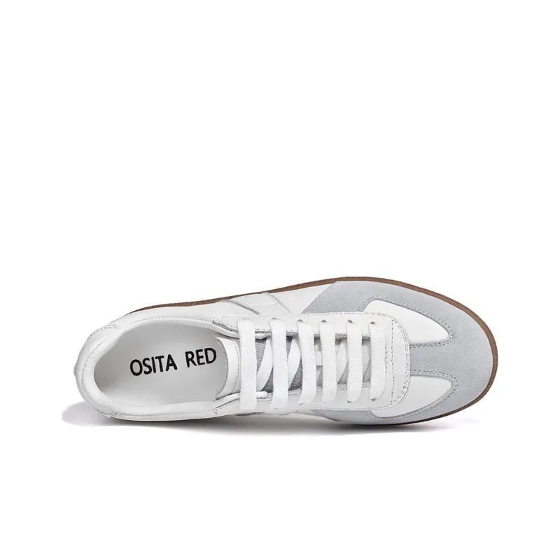 OSITA RED Skateboard Shoes Women's Low Top White/Light Brown-1