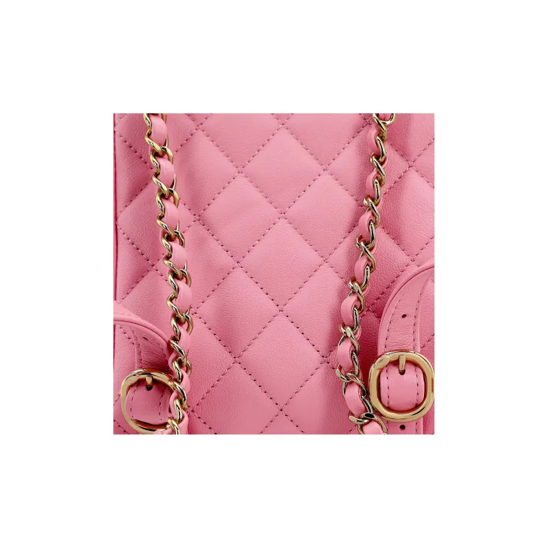 CHANEL Duma Smooth Calf Leather Backpack Trumpets Women's Pink-4