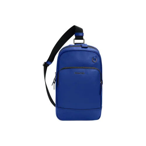 COACH Graham Calfskin Sling Bag Fanny Pack Crossbody Bags Small Size Men's Blue