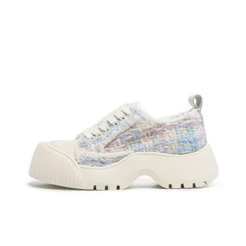 BLOCCO5 Low Top Lace Up Versatile Canvas Shoes Platform Shoes 4.5cm Women's Blue