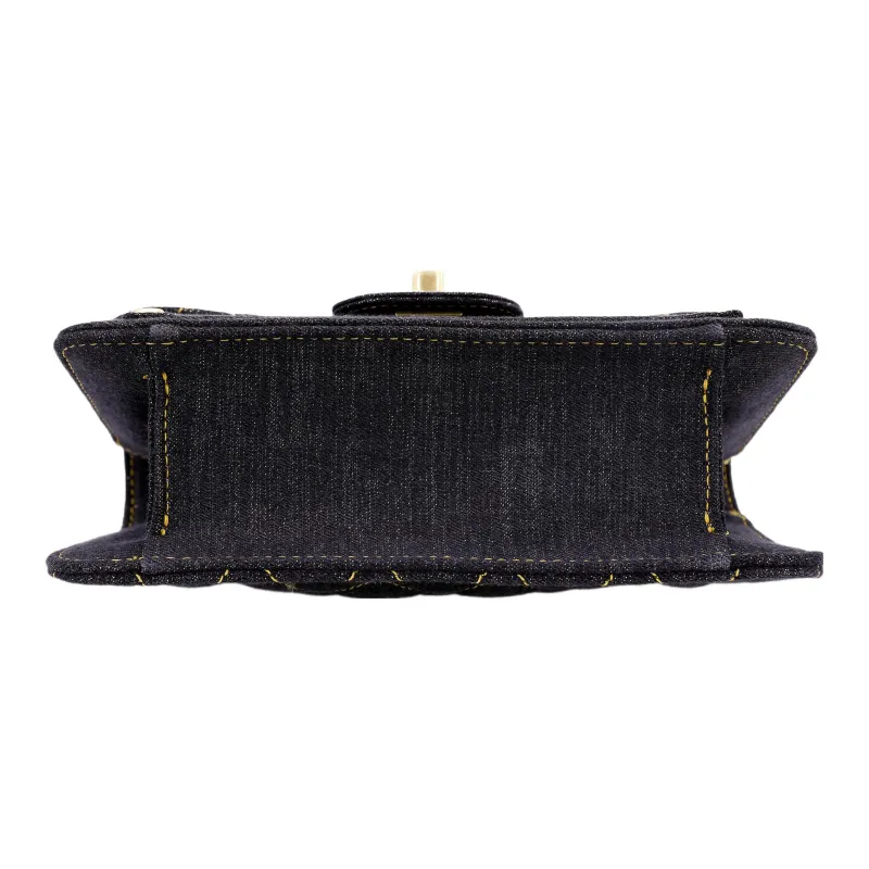 CHANEL Denim Messenger Bag, Handbag, Shoulder Bag Women's Black-4