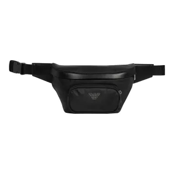 EMPORIO ARMANI Polyurethane Sling Bag, Crossbody Bag, Fanny Pack Medium Size Men's Black