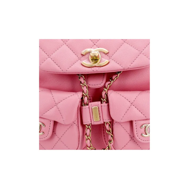 CHANEL Duma Smooth Calf Leather Backpack Trumpets Women's Pink-3