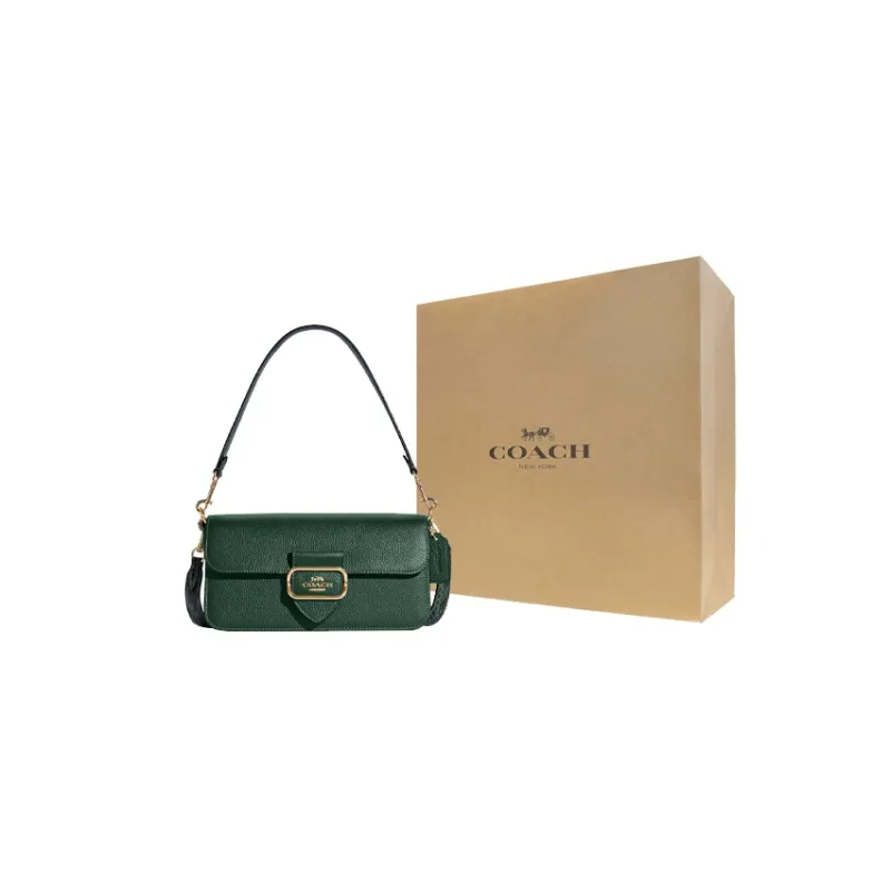 COACH Cow Leather Portable Crossbody Bag Shoulder Bag Women's Dark Green-0