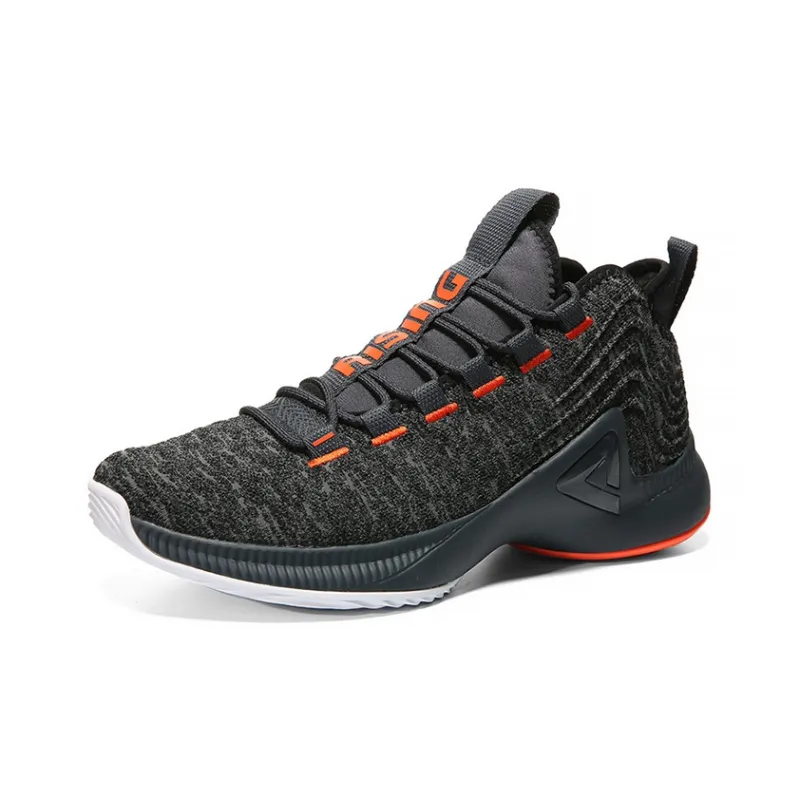 PEAK Mid Top Performance Basketball Shoes Men's Gray Orange-2