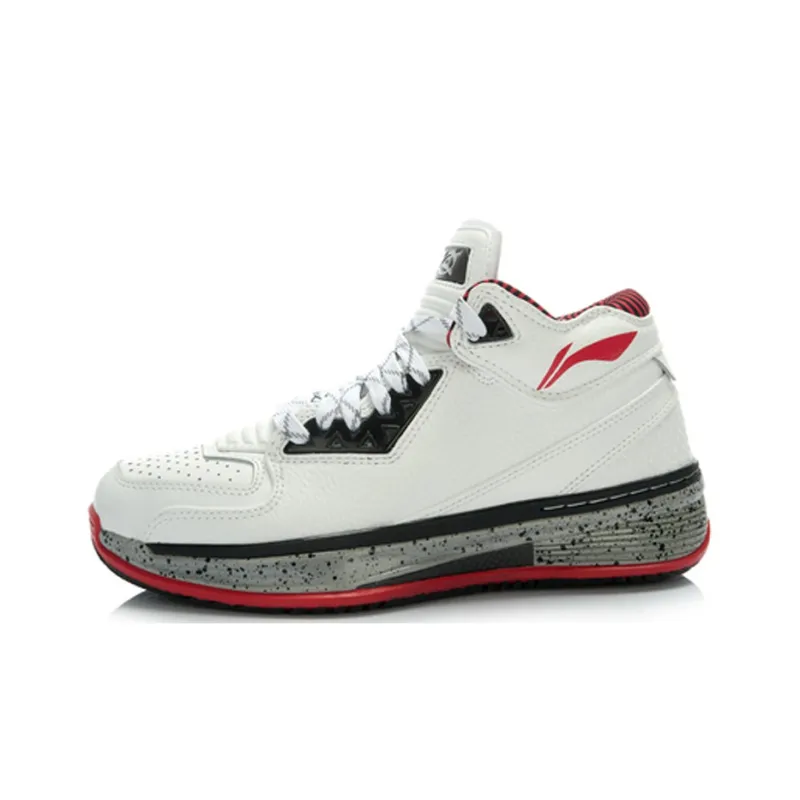 LINING WOW 2 Basketball Shoes Men Mid Top White Black Gray-1