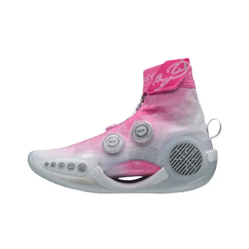 LINING WOW 9 Basketball Shoes Women's High-Top Pink/White