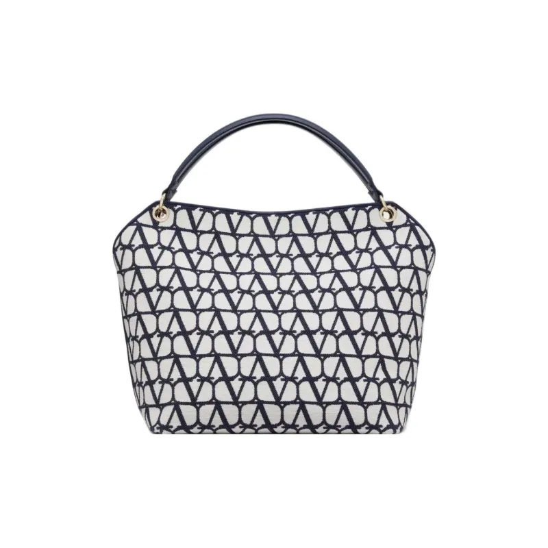 Valentino GARAVANI Cotton Tote Bag Shopping Bag Shoulder Bag Crossbody Bag Handbag Women's Blue/White-2