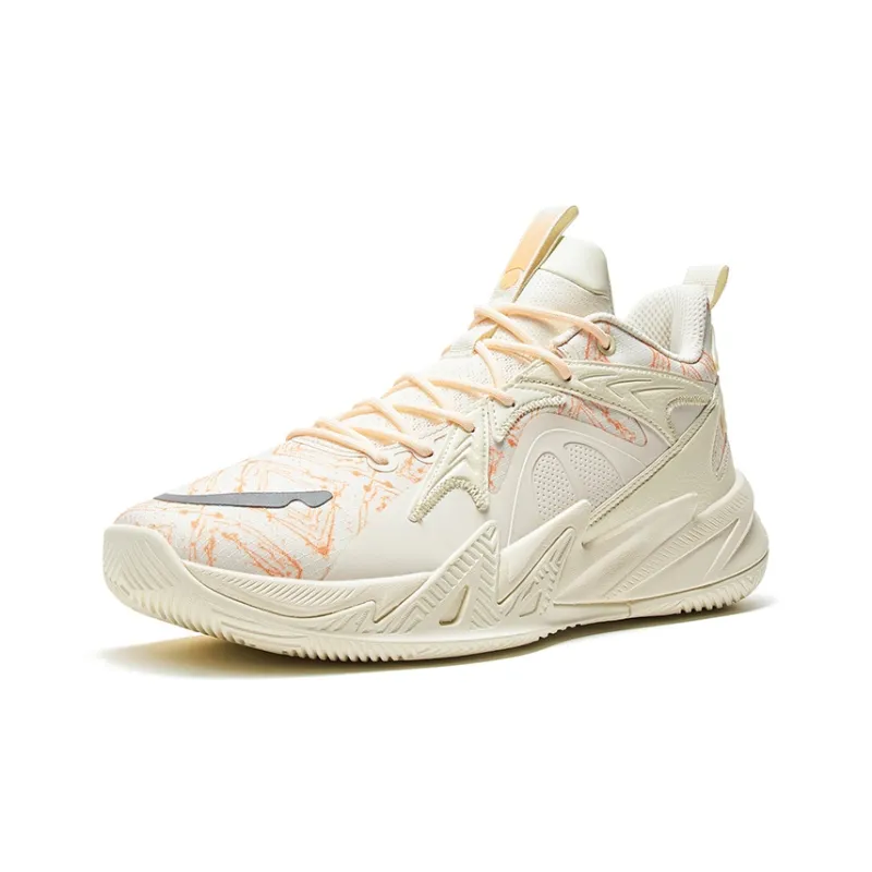 XTEP Counterattack 1st Generation V2 Anti Slip Wear Resistant Low Top Basketball Shoes Men's Beige Orange-1