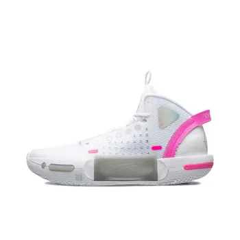 LiNing Shadow 4 Cushioning Anti Slip And Wear Resistant Coverage Support Mid Top Basketball Shoes Men's White Pink