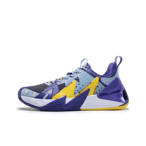 PEAK Basketball Shoes Men Low-Top Blue/Amber Yellow