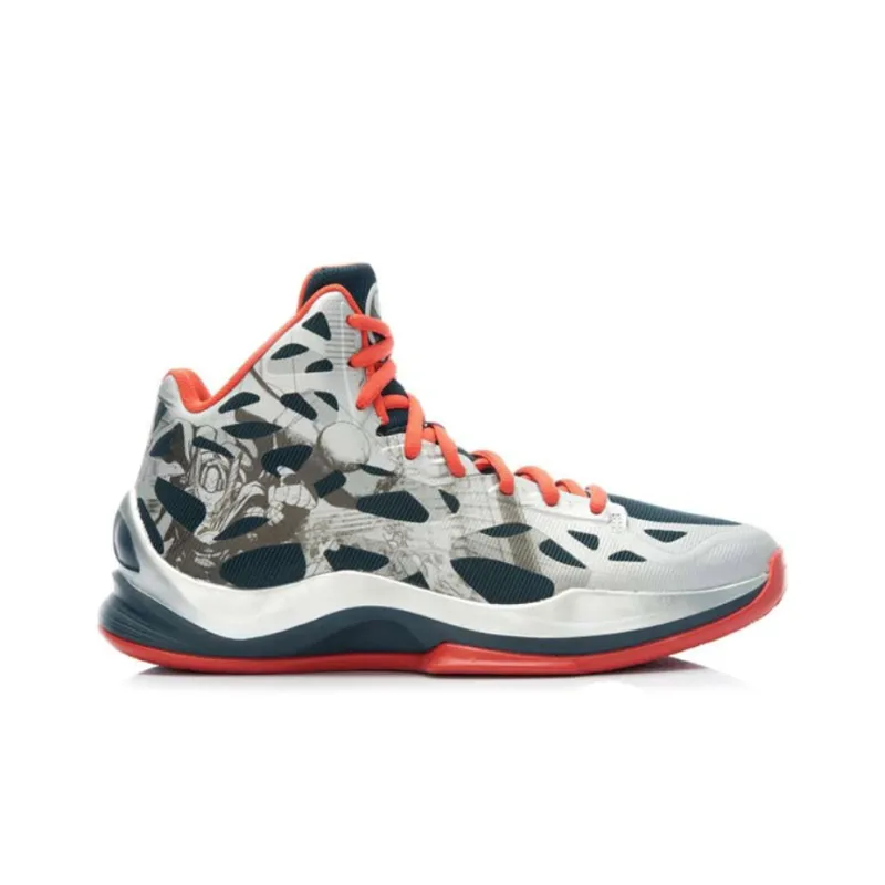 LINING Basketball Shoes Men High-Top Gray/Black/Red-1