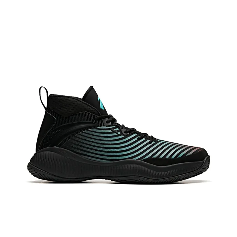ANTA Basketball Shoes Men High Top Black/Fluorescent Aqua/Raspberry Red-1