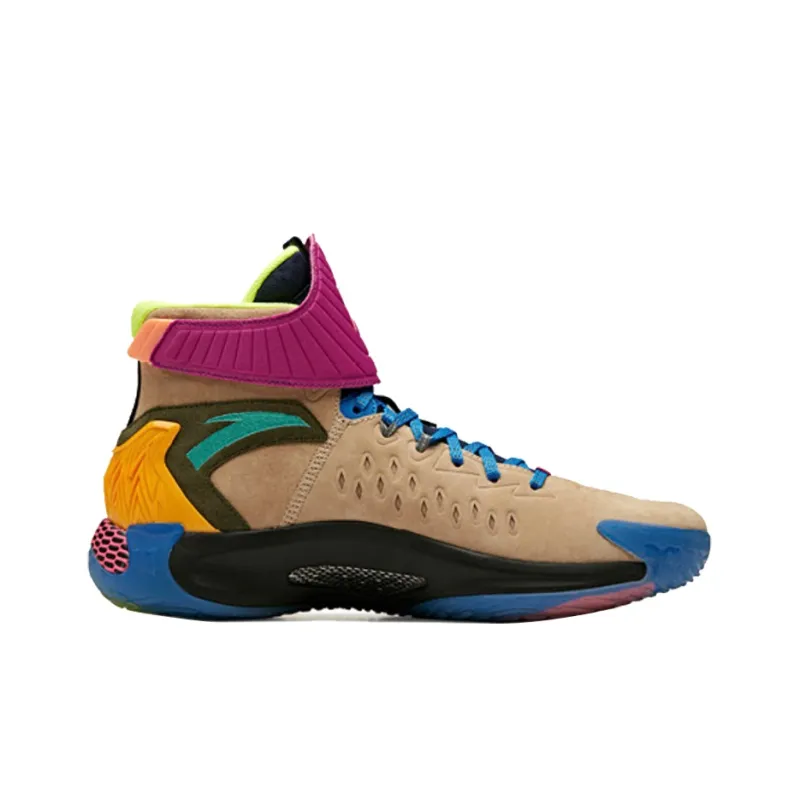 ANTA Kt5 Basketball Shoes Men High Top Dust Gray/Cool Gray/Neon Green/ANTA Purple-1