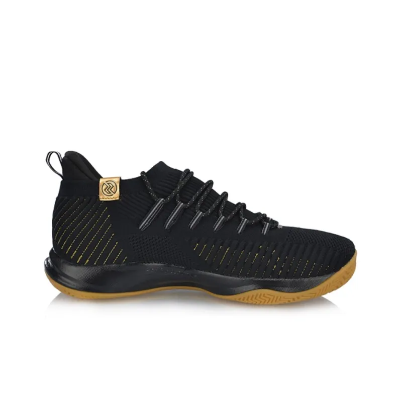 LiNing Speed 5 Shock Absorbers Slip Resistant Breathable Low Top Basketball Shoes Unisex Black Gold-1