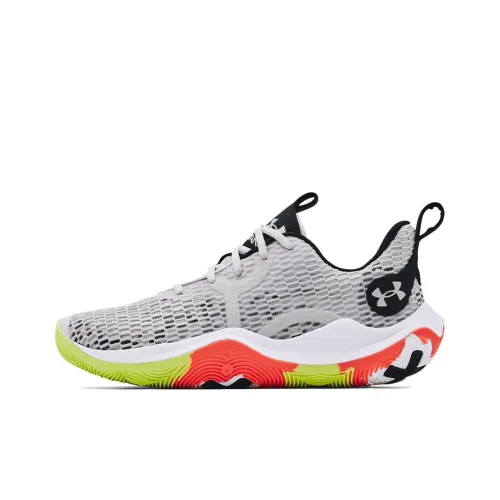 Under Armour Spawn 3 Basketball Shoes Unisex Low-Top Halo Gray/White/Green/Red