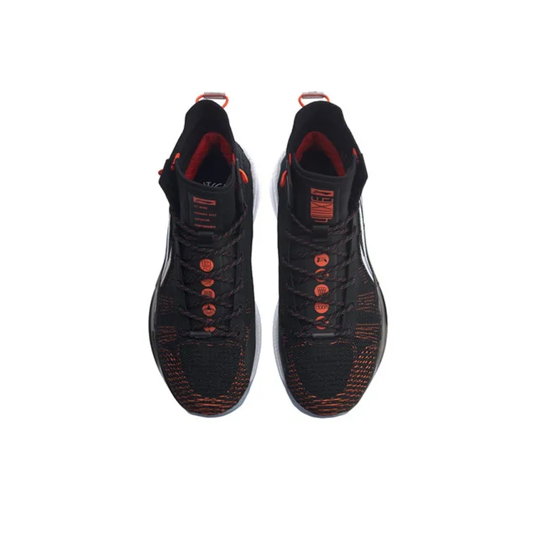 LiNing YuShuai 13 Boom Anti Slip Wear Resistant High Top Basketball Shoes Men's Black Orange-3