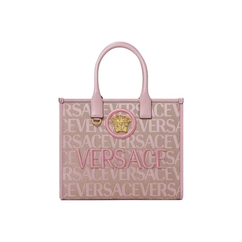 VERSACE Canvas With Leather tote Dusy Bag Shopping Bag Shoulder Bag Handbag Small Size Women's Pink