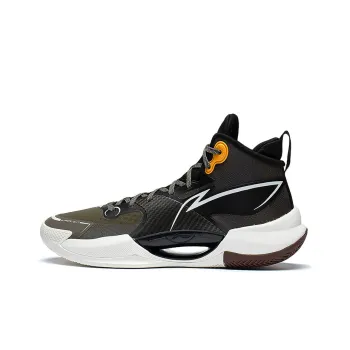 LiNing Ultra Light Anti Slip And Wear Resistant Lightweight Mid Top Basketball Shoes Men's Black Green