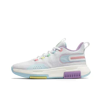 361° Tackle Q BOOM Technology Low Top Performance Basketball Shoes Men's White Blue Purple