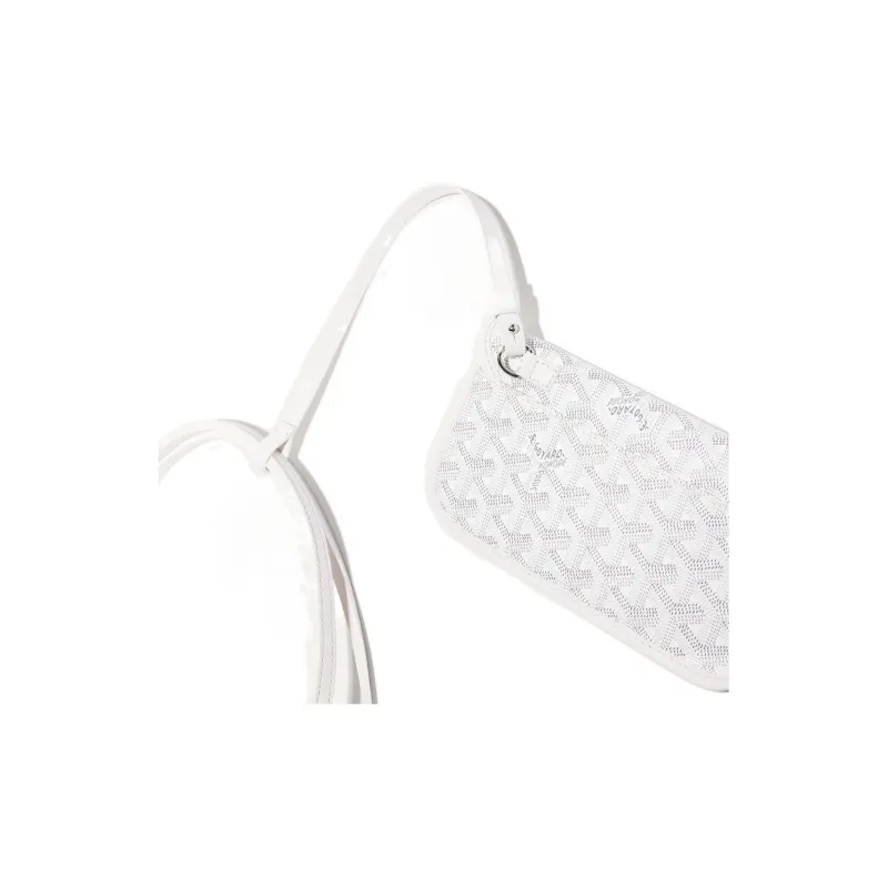 GOYARD Saint Louis PM Canvas With Leather Handbag Shoulder Bag Unisex White/Pale Greenish-White Jade Color-4