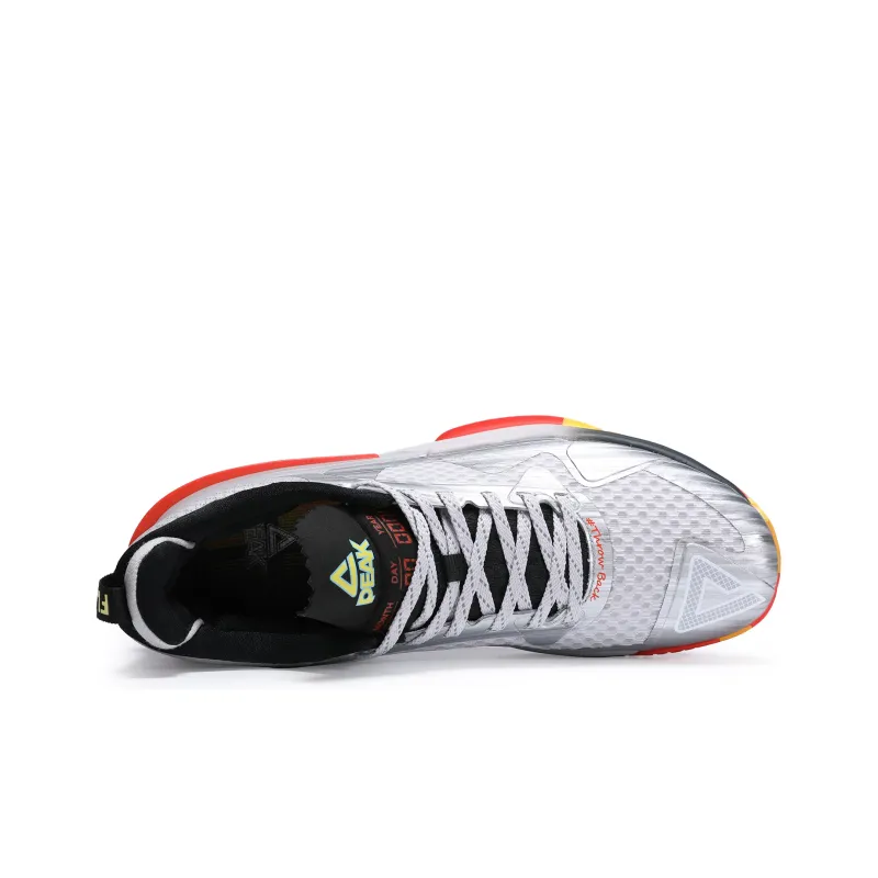 PEAK Flash 3 Through Durable Breathable Mid Top Basketball Shoes Men's Silver-4