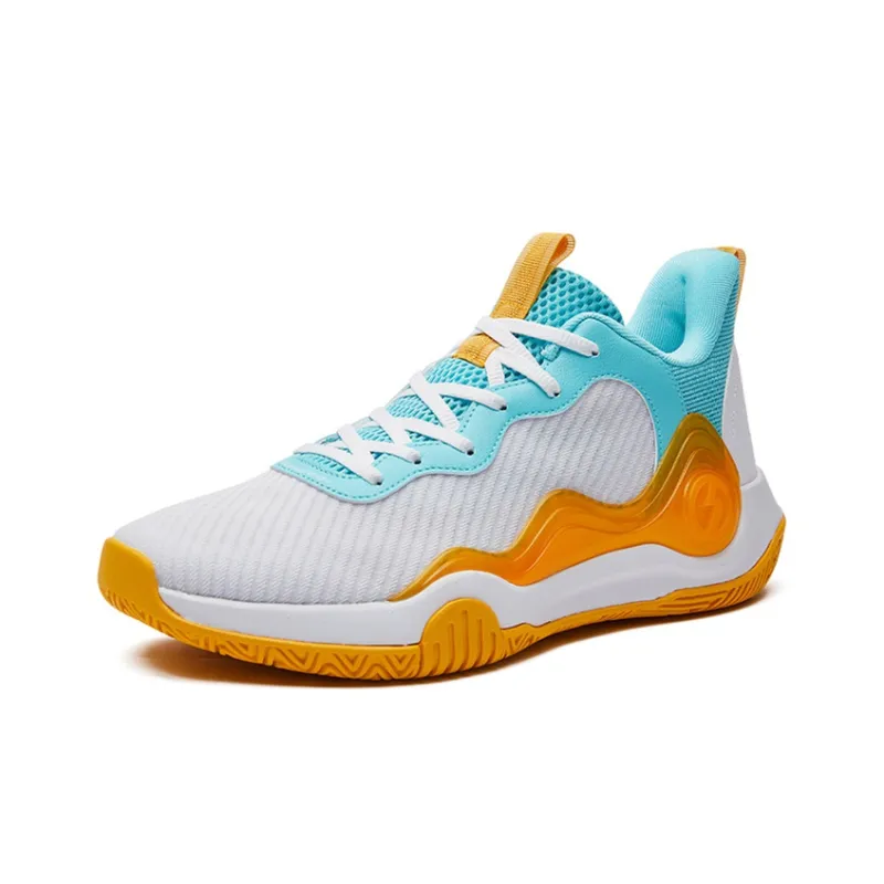 361° Abrasion Resistant Slip Resistant Low Top Performance Basketball Shoes Men's White Blue Orange-2