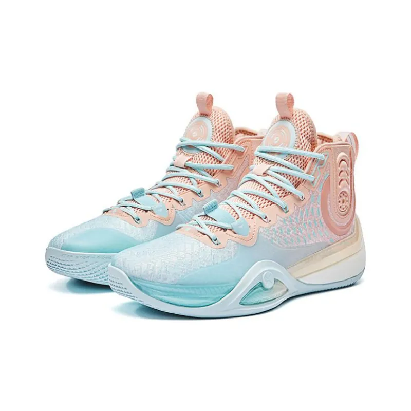 XTEP Royal Wind Generation Anti Slip Wear Resistant High Top Basketball Shoes Men's Blue Pink-1