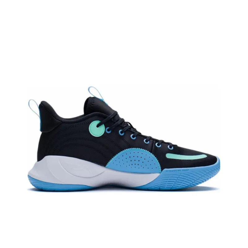 LiNing Magic Cloud Cushioning Anti Slip And Wear Resistant Low Top Basketball Shoes Men's Black Blue-1