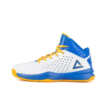 PEAK Cushioning Anti-Slip Wear-Resistant Breathability Mid-Top Performance Basketball Shoes Men's White Blue